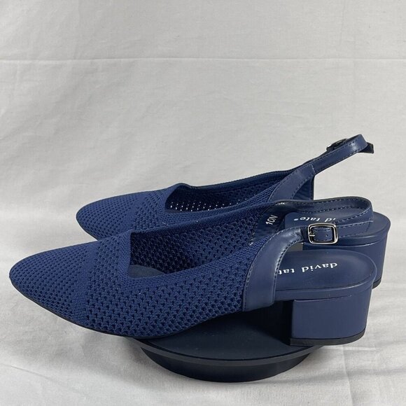 David‎ Tate Women's Navy Blue Galen Slingback Almond Toe Pump Shoe Size 10-NEW - Picture 4 of 10